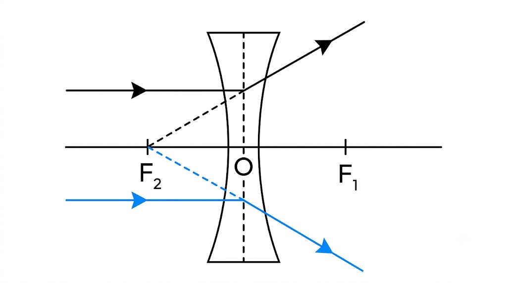 Fig. 5.37 Ray diagram for image formation by a concave lens when the object is at infinity